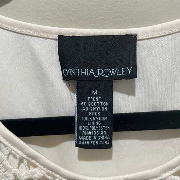 Cynthia Rowley Lace Mesh Embroidered Sleeveless Blouse Ivory Womens Size Medium - Picture 5 of 7